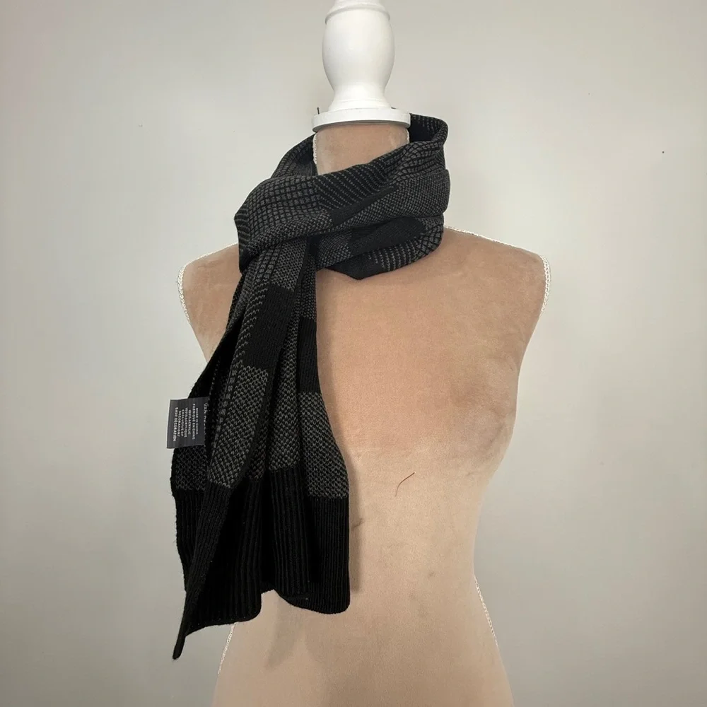 Van Heusen Black and Gray Checkered Scarf